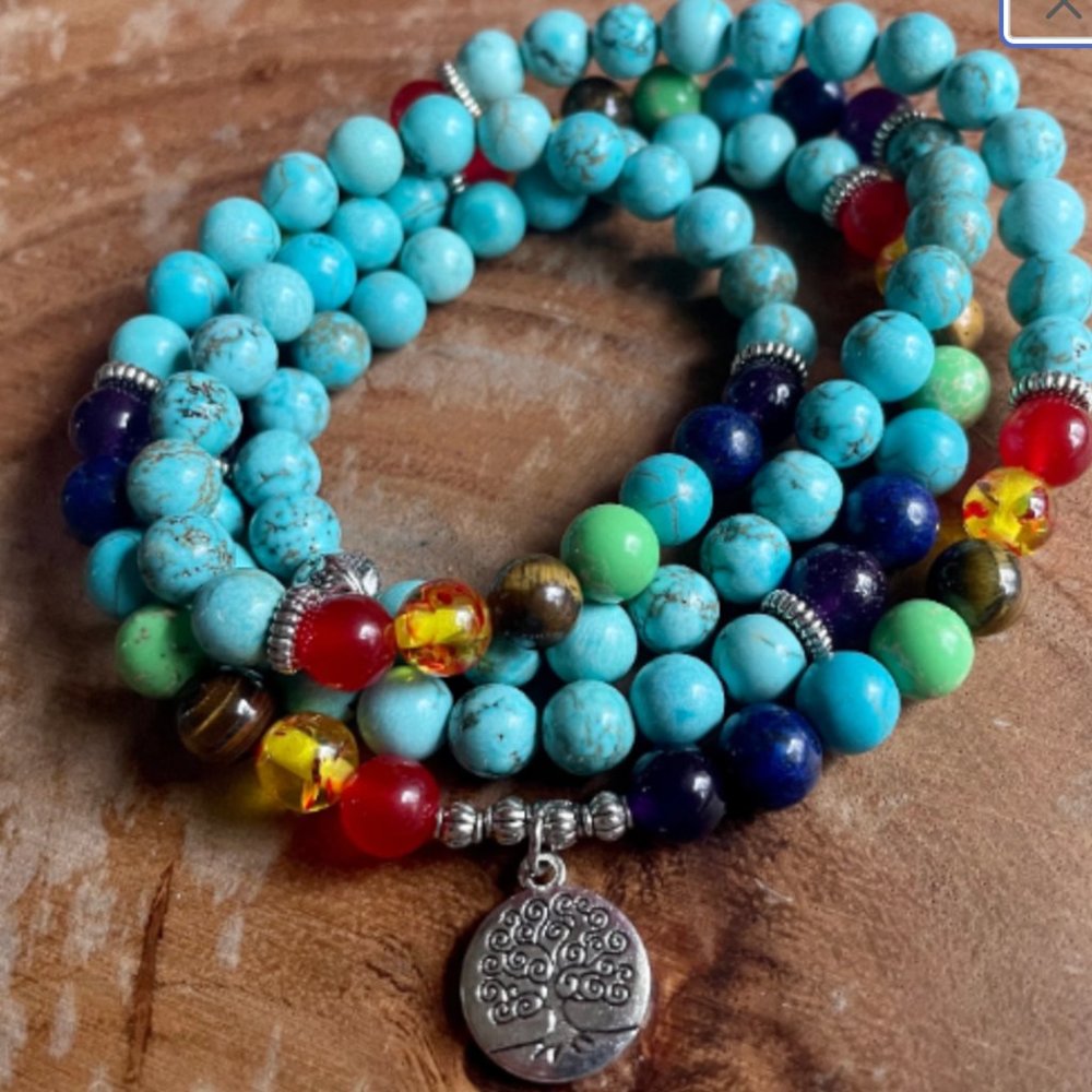 Meditation Mala, 108 Beads, Wrap Bracelet, Mala Necklace, Reiki Prayer beads NEW